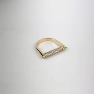 Anel Base Reta com Fileira Dupla em Zircônias Folheado a Ouro 18k