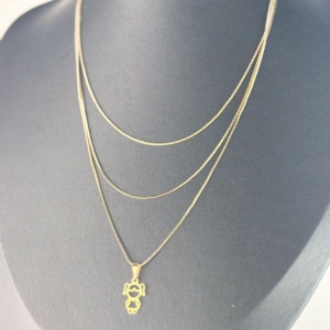Colar Menina Três Correntes Folheado a Ouro 18k