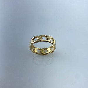Anel Design de Corrente Groumet  Folheado a Ouro 18k