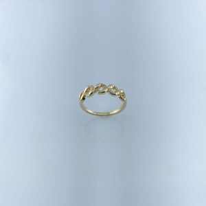 Anel Falange Trançado com Zircônias Folheado a Ouro 18k