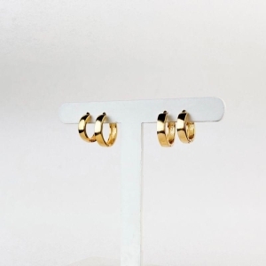 Brinco Duo Argola Dourada Folheado a Ouro 18k