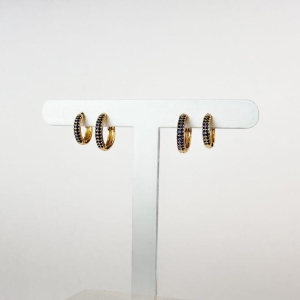 Brinco Duo Argolas Azuis em Zircônias Folheado a Ouro 18k