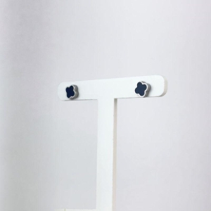 Brinco Trevo Preto Aço Inox 316L na Cor Prata