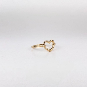 Anel de Coração Vazado Folheado a Ouro 18k