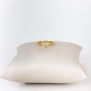 Anel Trio de Corações Vazados Folheado a Ouro 18k