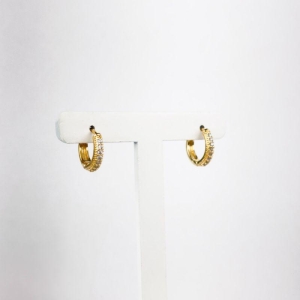 Brinco Argola Martelada em Zircônias Folheado a Ouro 18k