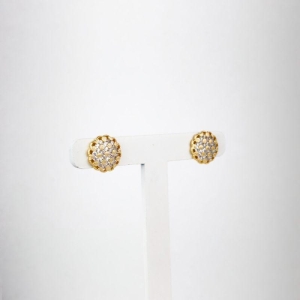 Brinco Colmeia em Zirconias Folheado a Ouro 18k