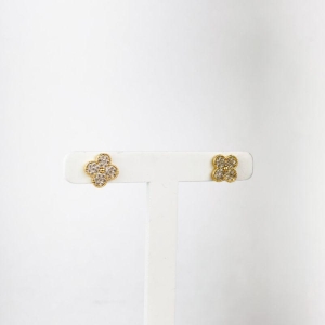 Brinco Trevo Cartier em Zirconias Folheado a Ouro 18k