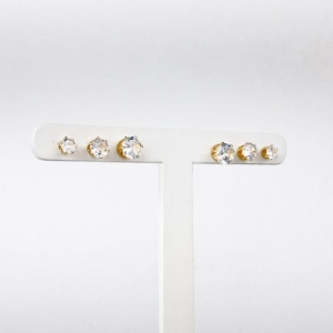 Brinco Trio Ponto de Luz em Zircônias Folheado a Ouro 18k