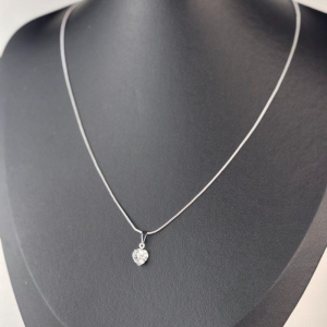 Colar Ponto de Luz de Coração em Zircônia Folheado a Prata