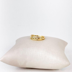 Anel Aro Triplo Tela Folheado a Ouro 18k