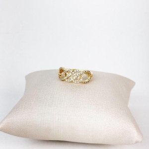 Anel Aros Trançados em Zircônias Folheado a Ouro 18k