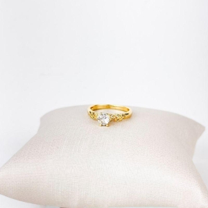 Anel Ponto de Luz Ramos em Zircônias Folheado a Ouro 18k