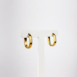 Brinco Argola Oval Lisa  em Aço Inox 316L na Cor Dourada