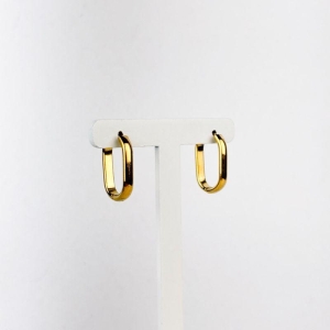 Brinco Argola Oval Lisa  em Aço Inox 316L na Cor Dourada