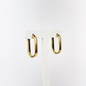 Brinco Argola Oval Lisa  em Aço Inox 316L na Cor Dourada