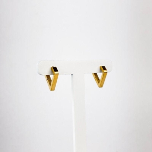 Brinco Argola Triangular Lisa  em Aço Inox 316L na Cor Dourada