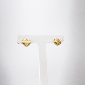 Brinco Coração Detalhes Folheado a Ouro 18k