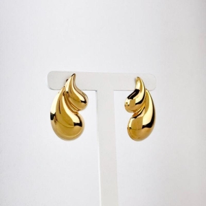 Brinco Duas Gotas em Aço Inox 316L na Cor Dourada