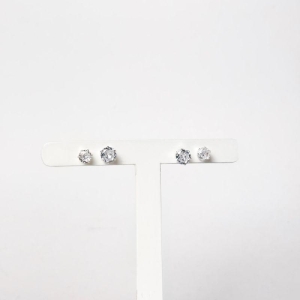 Brinco Duo Ponto de Luz Redondo Folheado a Prata