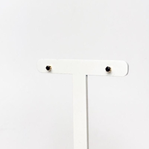 Brinco Ponto de Luz Preto Folheado a Ouro 18k