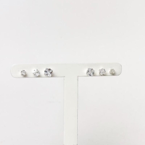 Brinco Trio Ponto de Luz Quadrado Folheado a Prata