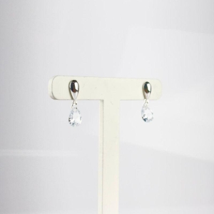 Brinco Base em Gota e Ponto de Luz Folheado a Prata