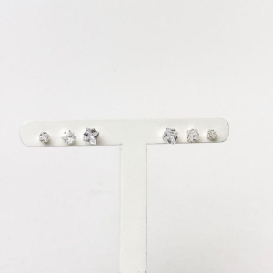 Brinco Trio Ponto de Luz Quadrado Folheado a Prata