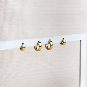 Brinco Duo de Argolinhas Lisas Folheado a Ouro 18K