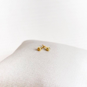 Brinco Infantil de Bolinha Folheado a Ouro 18K -PP