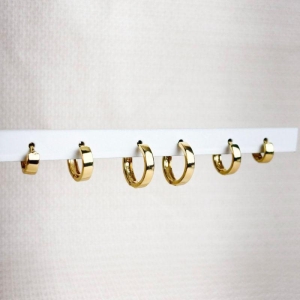 Brinco Trio de Argolinhas Lisas Folheado a Ouro 18K