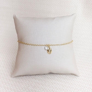 Pulseira Com Buzio e Ponto de Luz Folheada a Ouro 18K