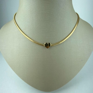 Choker Snake com Coração Folheado a Ouro 18k