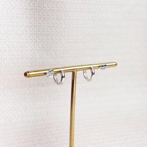 Brinco Duo Coração e Argolinha Lisa Folheado a Prata