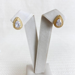 Brinco Gota de Zircônia Folheado a Ouro 18k