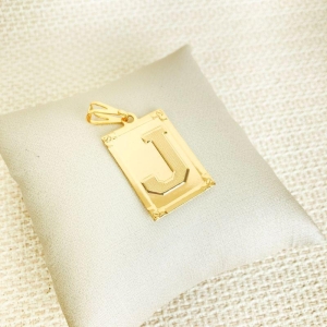 Pingente de Letra J Folheado a Ouro 18k