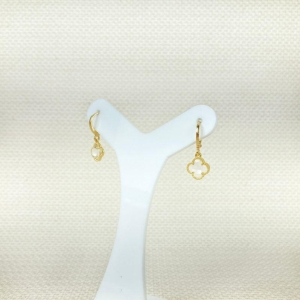 Brinco Trevo em Zircônia Cristal Folheado a Ouro 18k