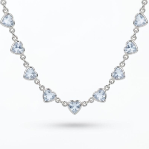 Choker Corações de Zircônias Folheado a Prata