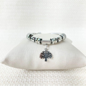 Pulseira Berloque Árvore em Aço Inox Prateado
