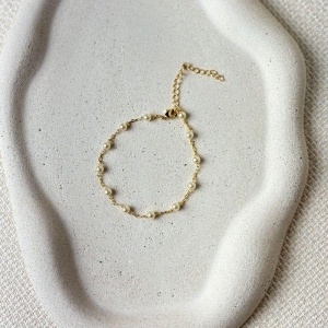 Pulseira Cartier Com Pérolas Folheada a Ouro 18K