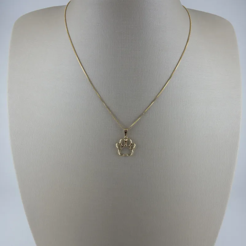 Colar Veneziana com Pingente de Patinha Pet Folheado a Ouro 18k