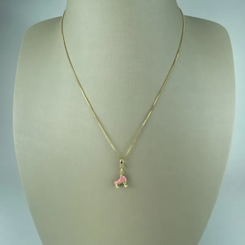 Colar Veneziana com Pingente de Patins Folheado a Ouro 18k