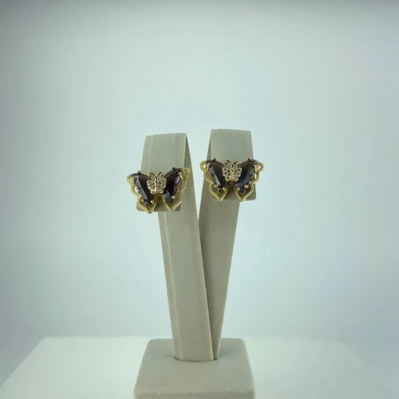 Brinco Design de Borboleta Folheado a Ouro 18k