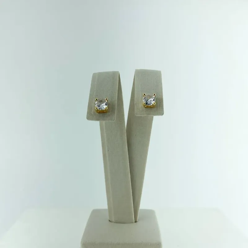 Brinco Solitário com Zircônia Folheado a Ouro 18k