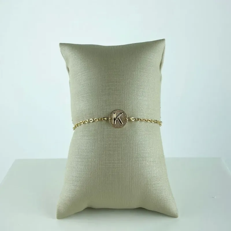 Pulseira Elo Cadeadinho com Letra K Folheado a Ouro 18k
