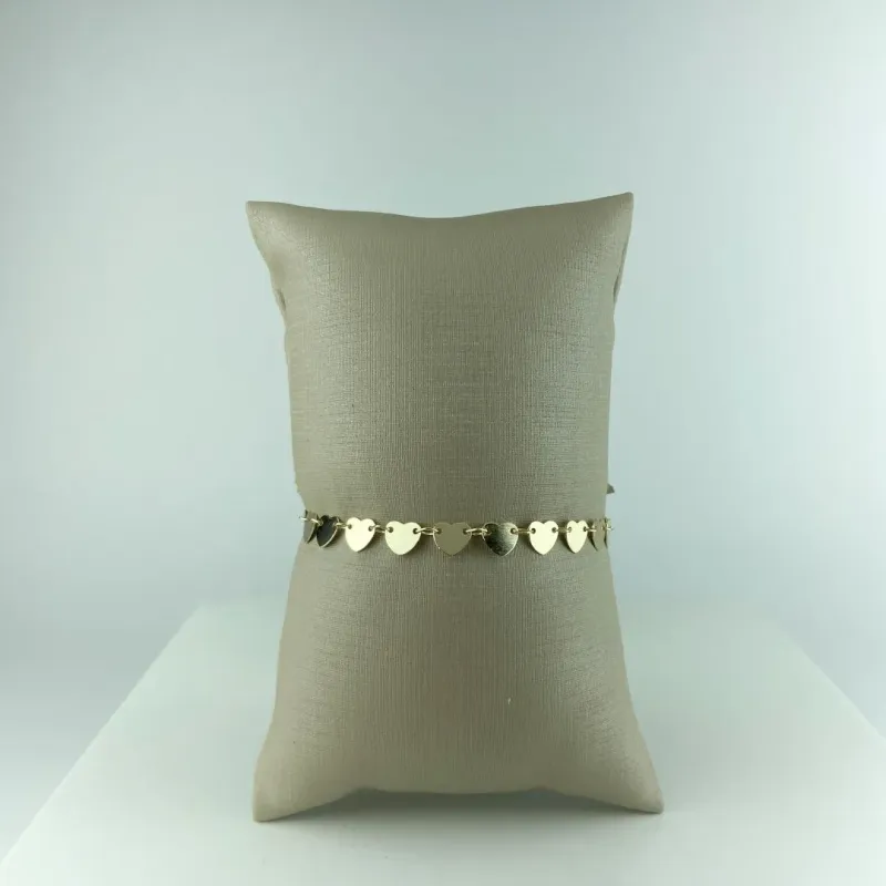 Pulseira com Corações Folheada 18K