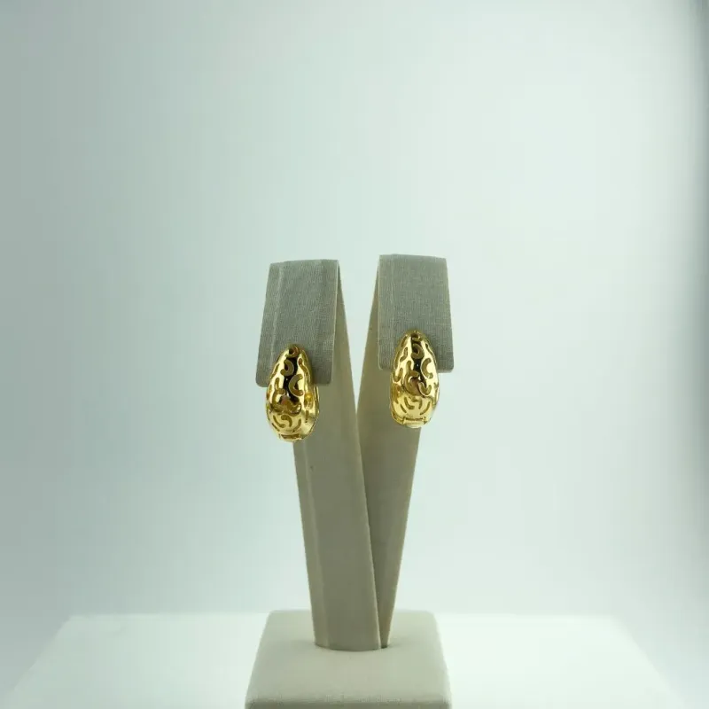 Brinco Argola Desenhada Folheado a Ouro 18k