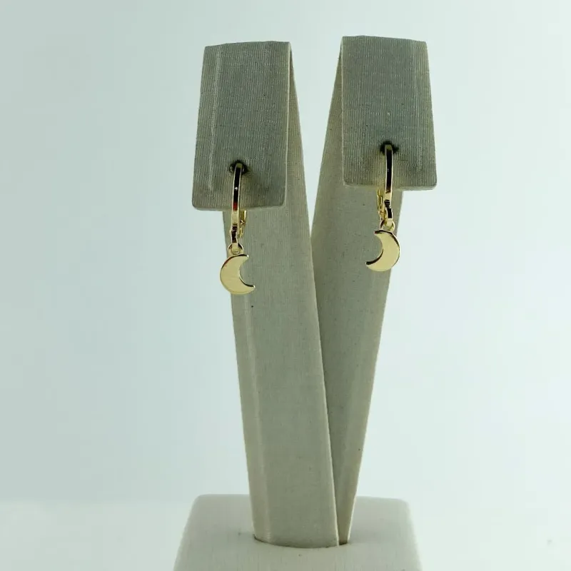 Brinco de Argolinha com Meia Lua Folheado a Ouro 18k