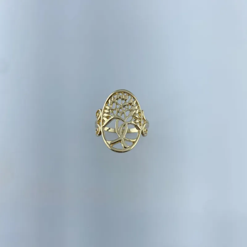 Anel Árvore da Vida Folheado a Ouro 18k
