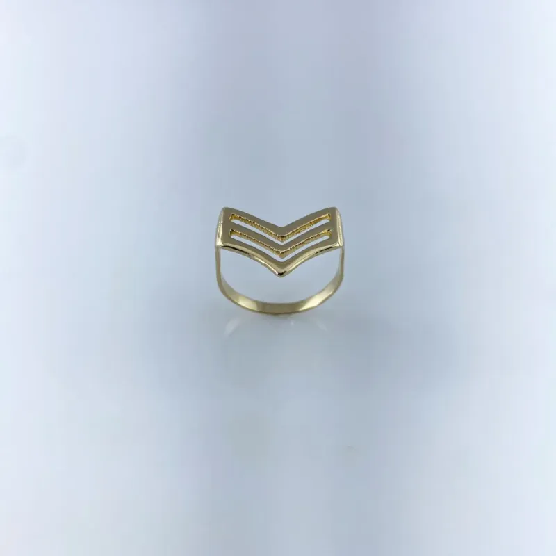 Anel Design V Triplo Folheado a Ouro 18k